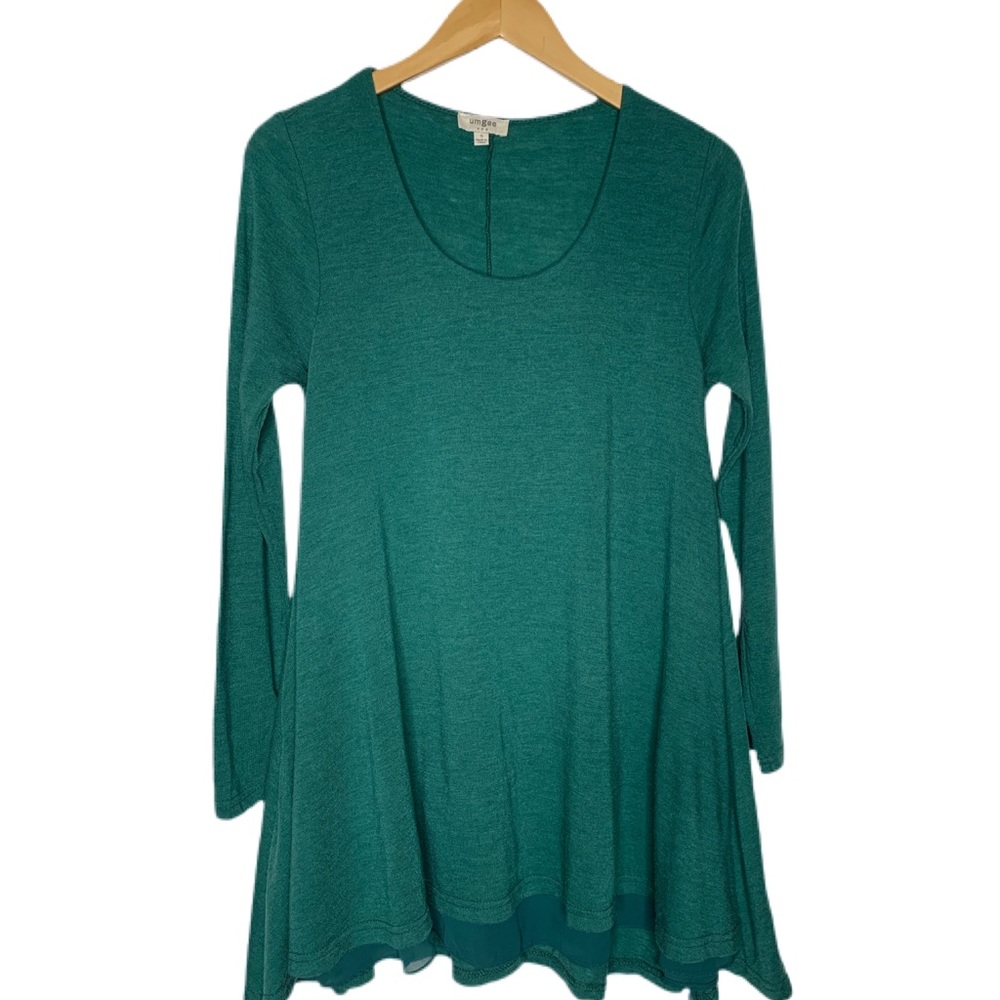 Umgee Emerald Green Long Sleeve Swing Dress Small